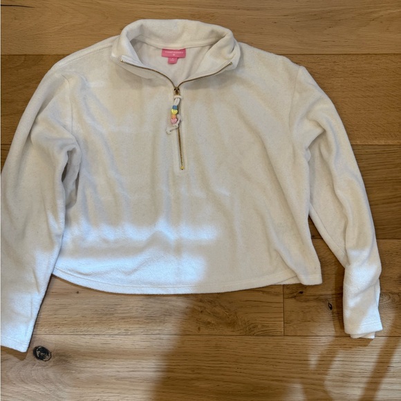 Women's White Quarter-Zip Sweater stony Clover Lane target small terry - Picture 1 of 2